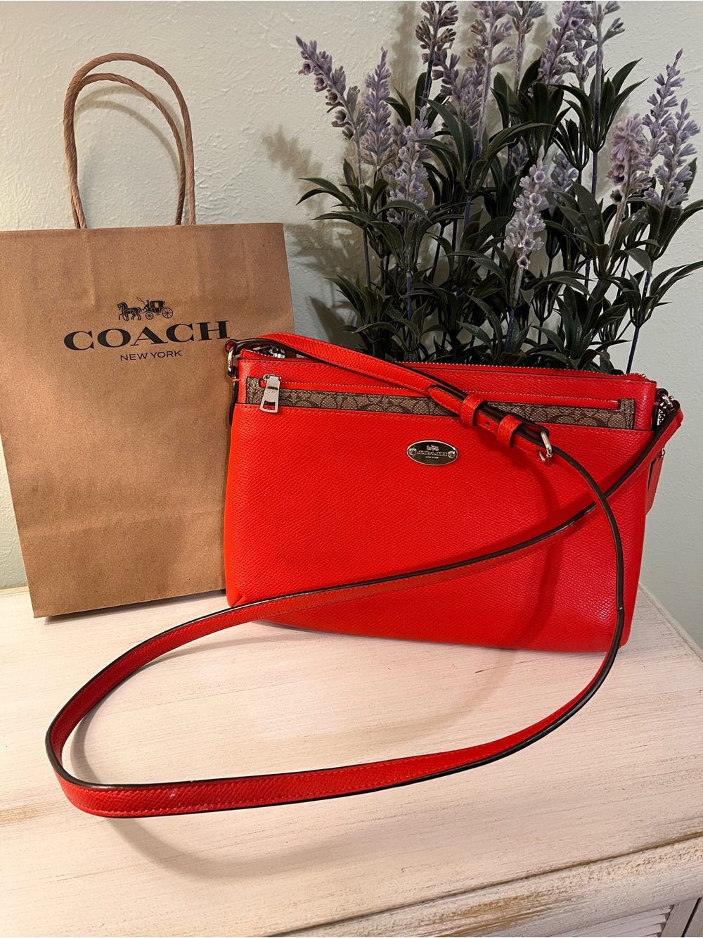 Coach East West Pop Crossbody in Red/Orange